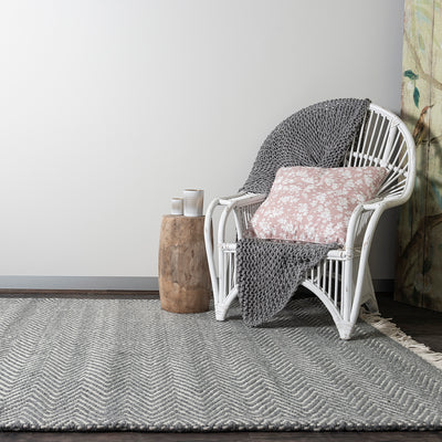 HANDWOVEN FLATWEAVE WOOL RUG - MUNICH IN GREY