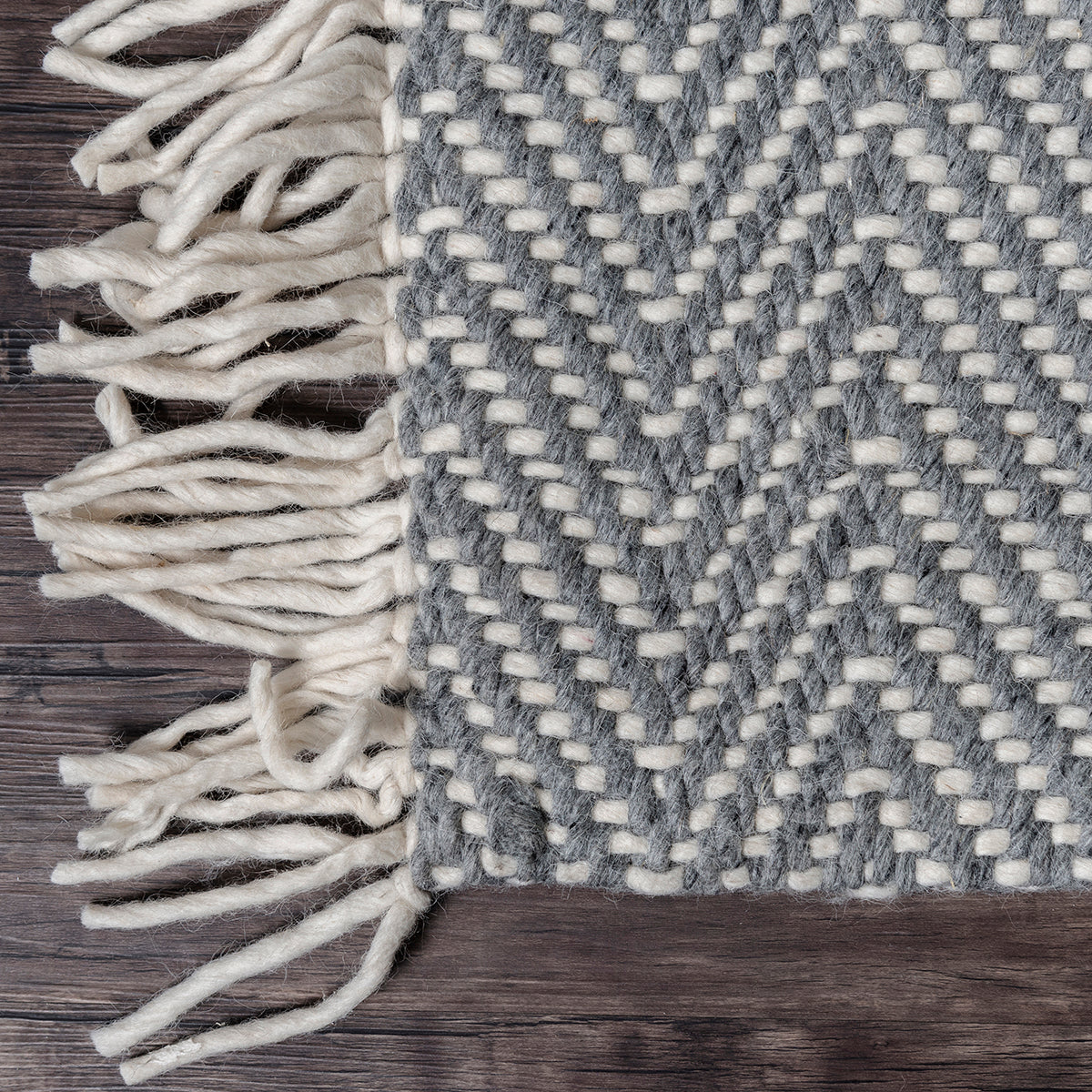 HANDWOVEN FLATWEAVE WOOL RUG - MUNICH IN GREY