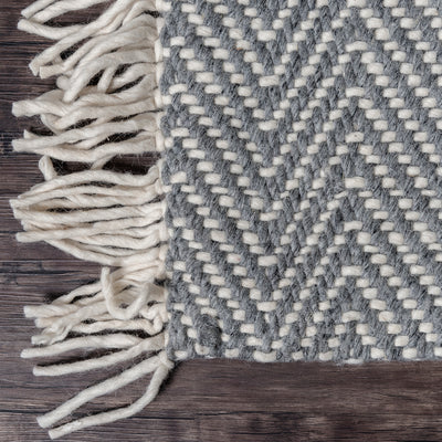 HANDWOVEN FLATWEAVE WOOL RUG - MUNICH IN GREY