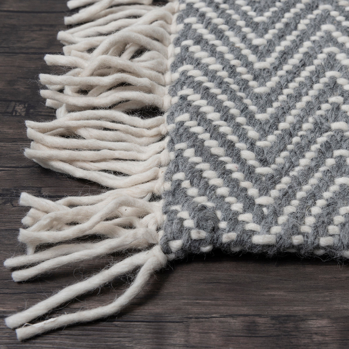 HANDWOVEN FLATWEAVE WOOL RUG - MUNICH IN GREY
