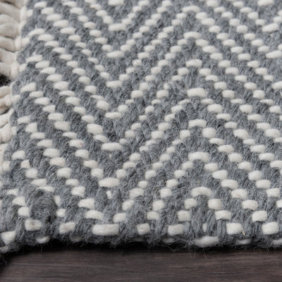 HANDWOVEN FLATWEAVE WOOL RUG - MUNICH IN GREY