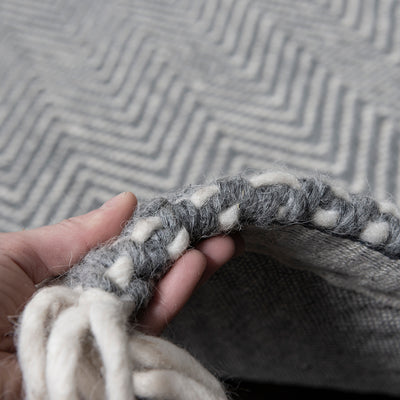 HANDWOVEN FLATWEAVE WOOL RUG - MUNICH IN GREY