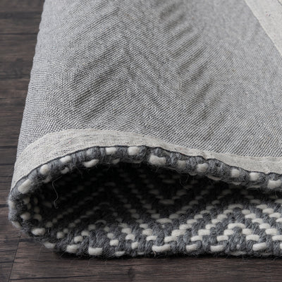 HANDWOVEN FLATWEAVE WOOL RUG - MUNICH IN GREY